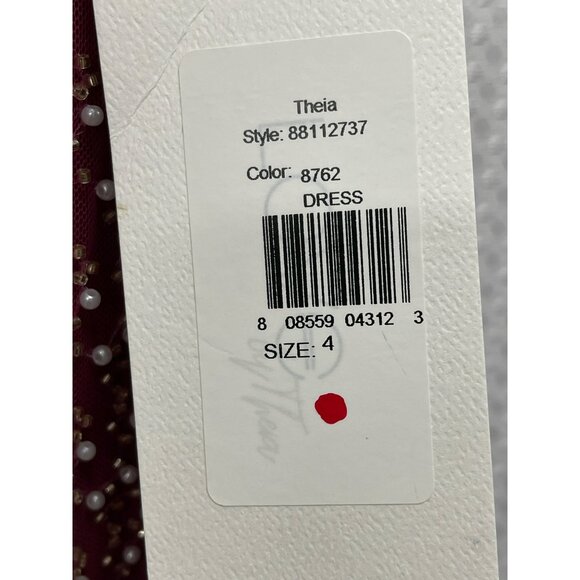 Theia Sz 4 Pearl Embellished One-Shoulder Fuchsia Beaded Dress NWT - Picture 8 of 9